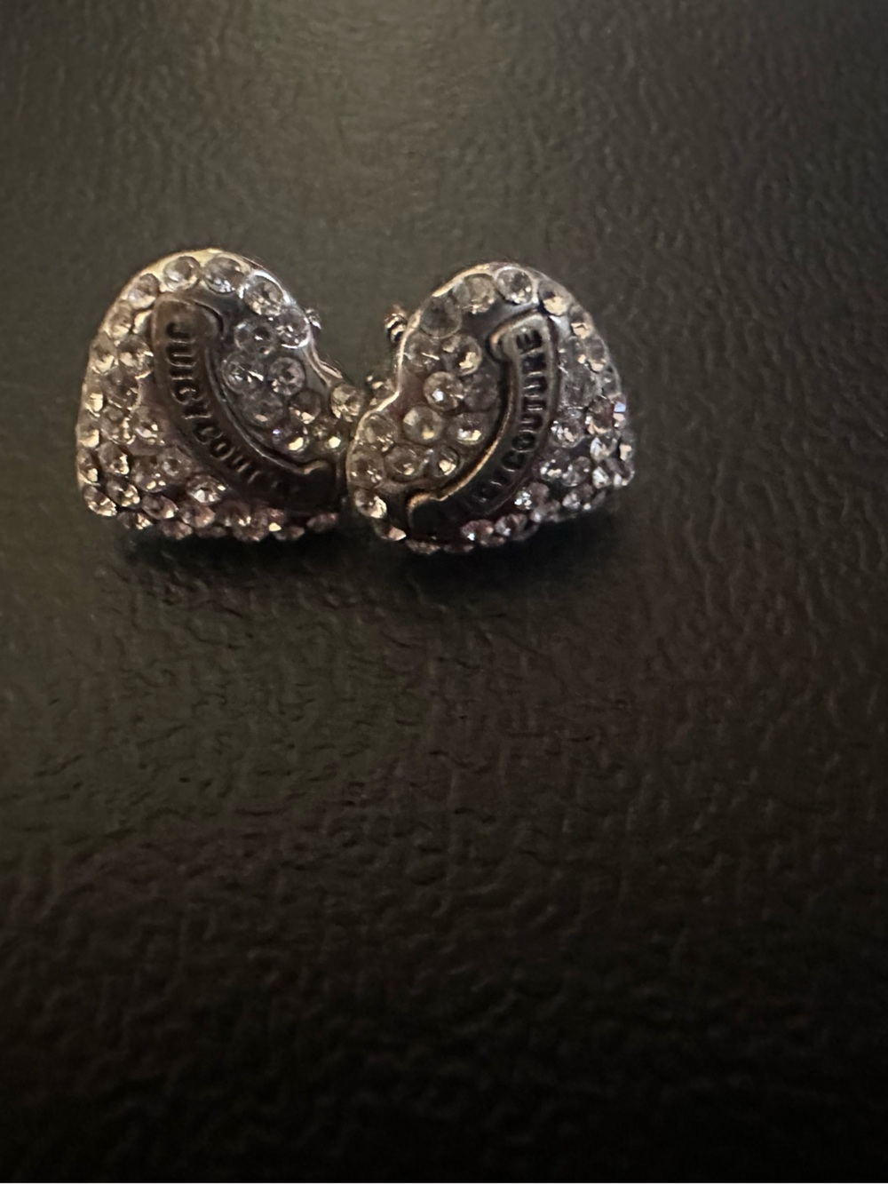 Juicy Couture Silver Crystal Heart Stud Earrings - Picture 3 of 3